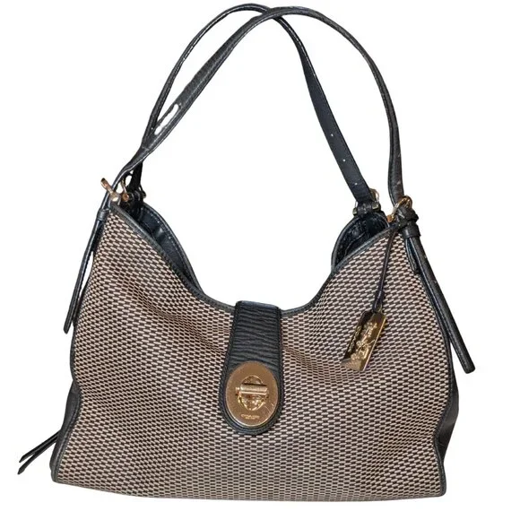 Coach Madison Carlyle Cream Black Leather Shoulder Bag Gold Hardware #32363 - Picture 1 of 16